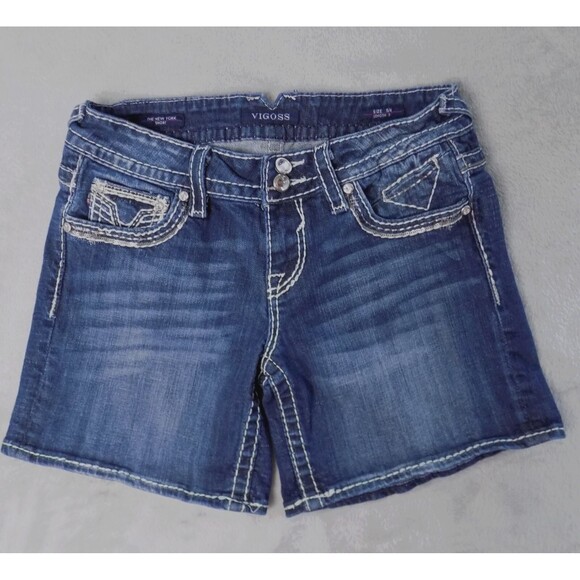Vigoss Denim Shorts 5/6 Distressed Embroidery Dark Wash Capsule (BUNDLE PRICE $6 - Picture 1 of 10
